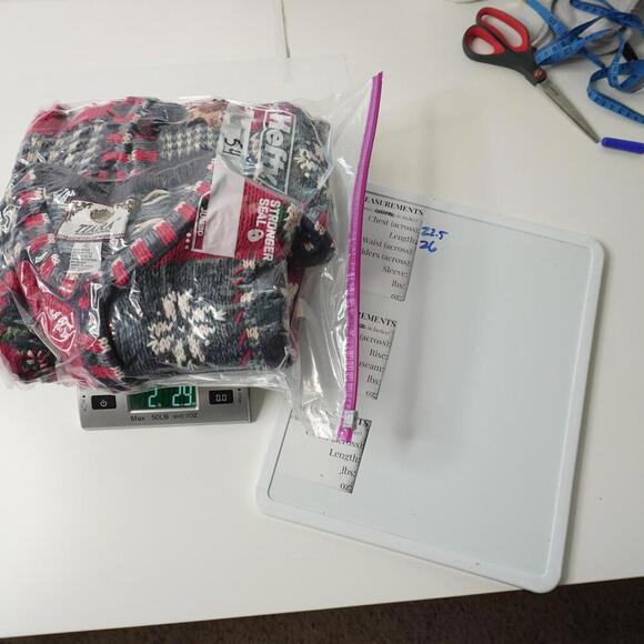 VTG Tiara Intl Ugly Christmas Sweater Cardigan Patchwork Nordic AOP Womens XL * - Picture 6 of 11